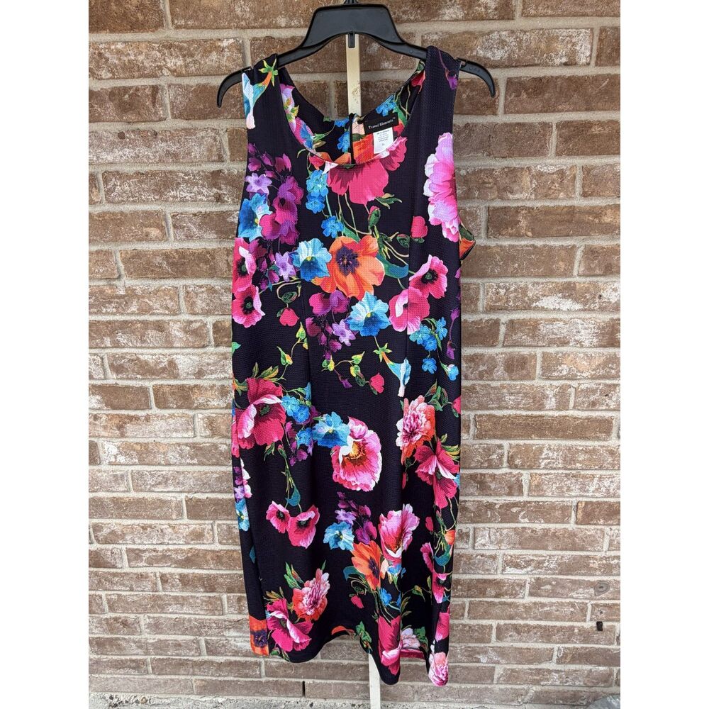 Travel Elements Bright Floral Sleeveless Dress, XL Black Multicolor